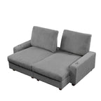 Chaise longue réglable grise avec porte-gobelets, une place