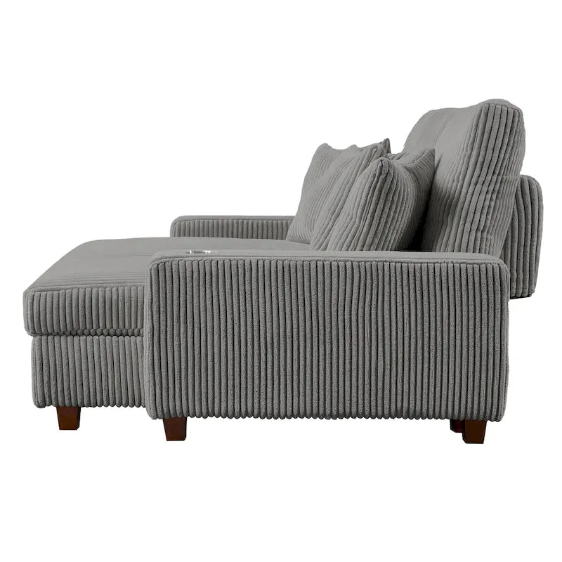 Chaise longue réglable grise avec porte-gobelets, une place