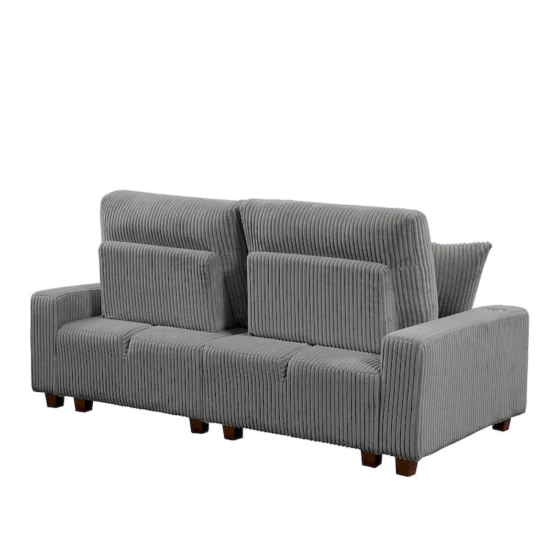 Chaise longue réglable grise avec porte-gobelets, une place