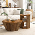 Tables basses gigognes octogonales en bois massif naturel (Lot de 2)