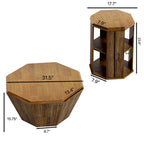 Tables basses gigognes octogonales en bois massif naturel (Lot de 2)
