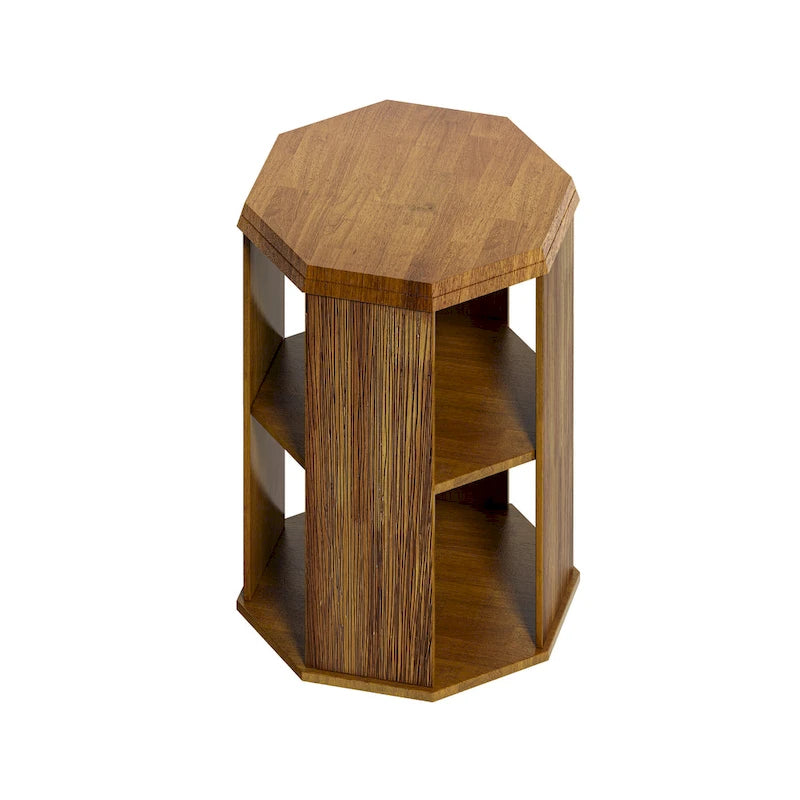 Tables basses gigognes octogonales en bois massif naturel (Lot de 2)