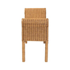 Banc d'appoint en rotin tressé à la main, couleur miel clair, avec accoudoirs festonnés – 2 places