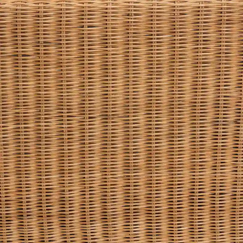 Banc d'appoint en rotin tressé à la main, couleur miel clair, avec accoudoirs festonnés – 2 places