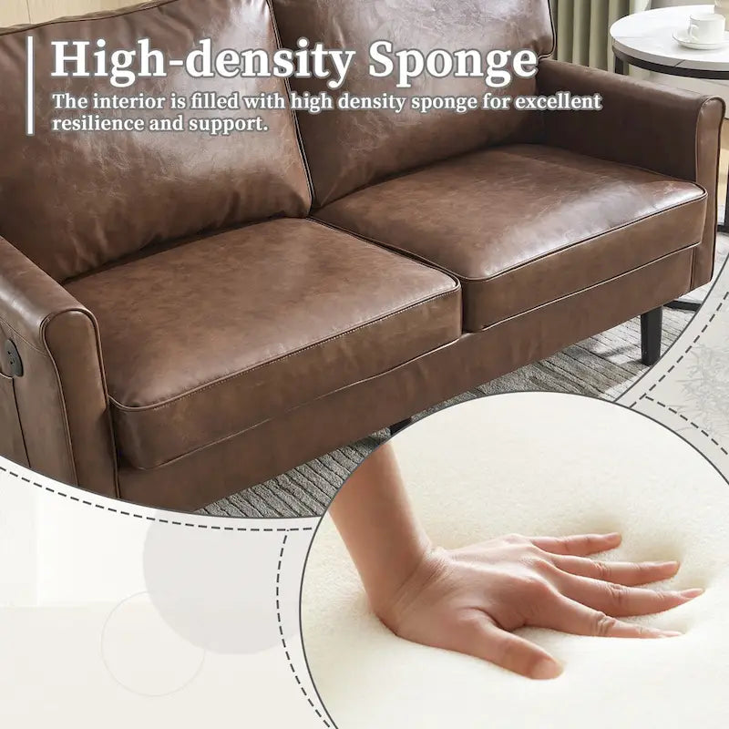 Canapé deux places loveseat en bouclette marron avec ports USB