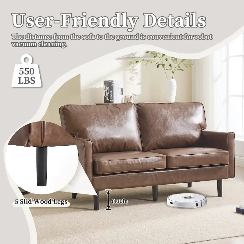 Canapé deux places loveseat en bouclette marron avec ports USB