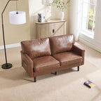 Canapé deux places loveseat en bouclette marron avec ports USB