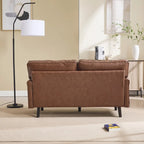Canapé deux places loveseat en bouclette marron avec ports USB