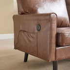 Canapé deux places loveseat en bouclette marron avec ports USB