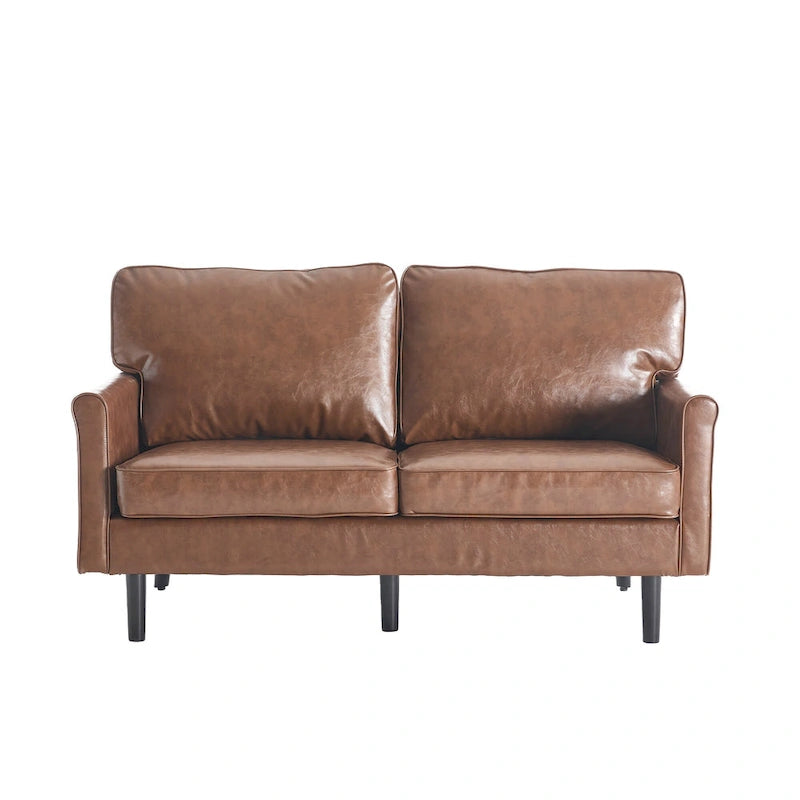 Canapé deux places loveseat en bouclette marron avec ports USB