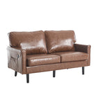 Canapé deux places loveseat en bouclette marron avec ports USB