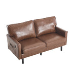 Canapé deux places loveseat en bouclette marron avec ports USB