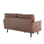 Canapé deux places loveseat en bouclette marron avec ports USB