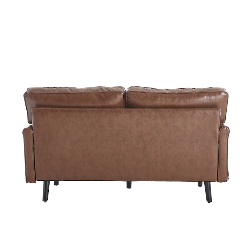 Canapé deux places loveseat en bouclette marron avec ports USB