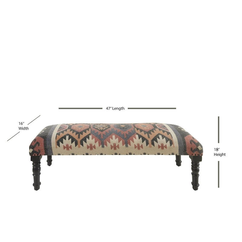 Banc rectangulaire bicolore beige style sud-ouest, 2 places
