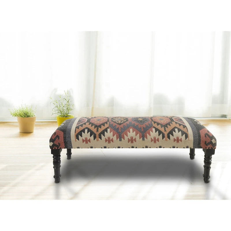 Banc rectangulaire bicolore beige style sud-ouest, 2 places