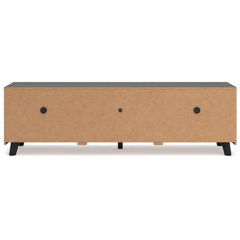 Meuble TV Médias Grain de Bois Noir, 4 Étagères, 183 cm