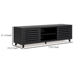 Meuble TV Médias Grain de Bois Noir, 4 Étagères, 183 cm