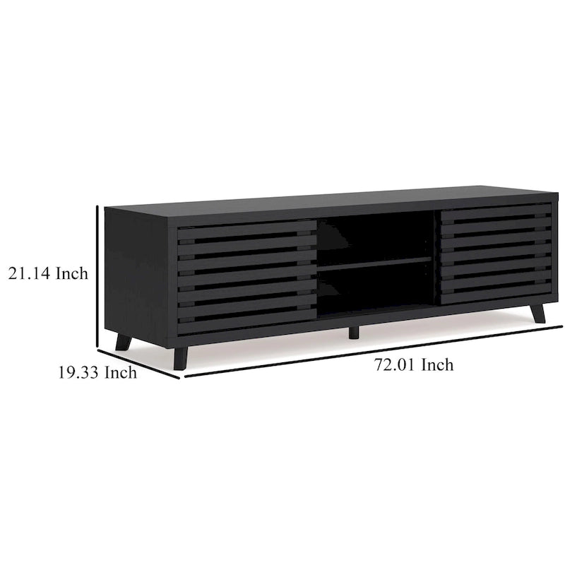 Meuble TV Médias Grain de Bois Noir, 4 Étagères, 183 cm