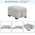 Canapé-lit d'angle 3-4 places beige/gris, avec ports USB et pouf de rangement
