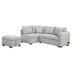 Canapé-lit d'angle 3-4 places beige/gris, avec ports USB et pouf de rangement