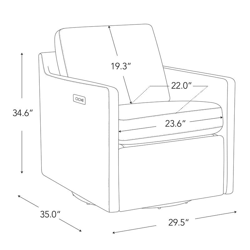 Fauteuil pivotant en tissu beige/gris/crème avec repose-pieds électrique inclinable, une place