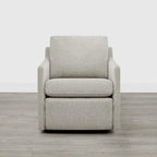 Fauteuil pivotant en tissu beige/gris/crème avec repose-pieds électrique inclinable, une place