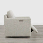 Fauteuil pivotant en tissu beige/gris/crème avec repose-pieds électrique inclinable, une place