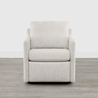 Fauteuil pivotant en tissu beige/gris/crème avec repose-pieds électrique inclinable, une place