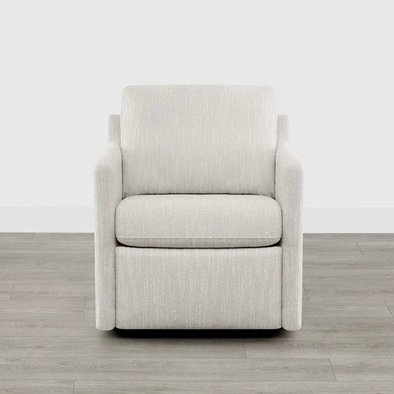 Fauteuil pivotant en tissu beige/gris/crème avec repose-pieds électrique inclinable, une place