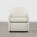 Fauteuil pivotant en tissu beige/gris/crème avec repose-pieds électrique inclinable, une place