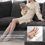 Canapé d'angle en chenille noir, 4 places