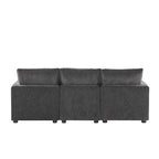 Canapé d'angle en chenille noir, 4 places