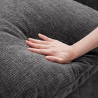 Canapé d'angle en chenille noir, 4 places
