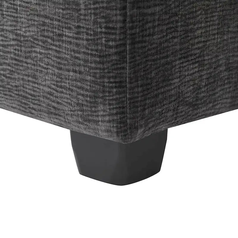 Canapé d'angle en chenille noir, 4 places