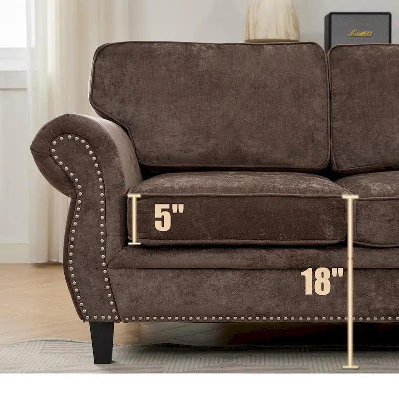 Canapé modulaire sectionnel en L gris clair, en chenille, 6 places