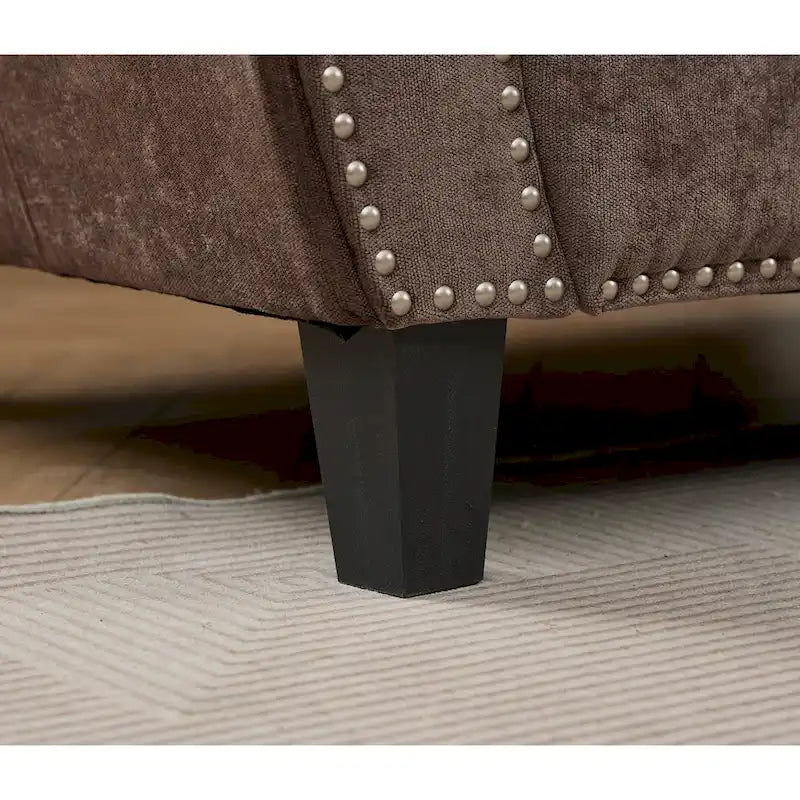 Canapé modulaire sectionnel en L gris clair, en chenille, 6 places
