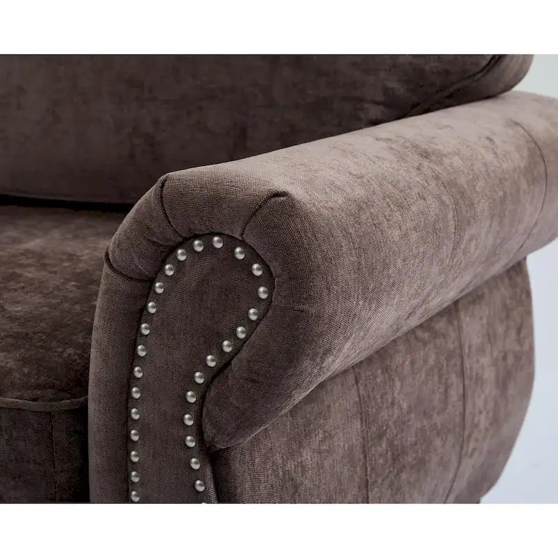 Canapé modulaire sectionnel en L gris clair, en chenille, 6 places
