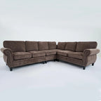 Canapé modulaire sectionnel en L gris clair, en chenille, 6 places