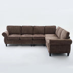 Canapé modulaire sectionnel en L gris clair, en chenille, 6 places