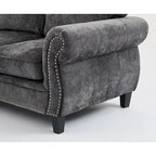 Canapé modulaire sectionnel en L gris clair, en chenille, 6 places