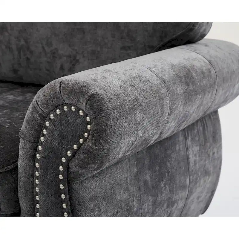 Canapé modulaire sectionnel en L gris clair, en chenille, 6 places