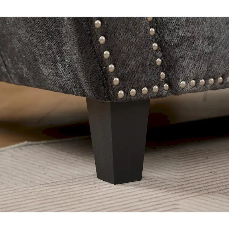 Canapé modulaire sectionnel en L gris clair, en chenille, 6 places