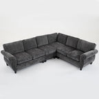 Canapé modulaire sectionnel en L gris clair, en chenille, 6 places