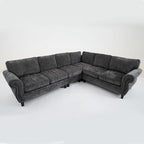 Canapé modulaire sectionnel en L gris clair, en chenille, 6 places