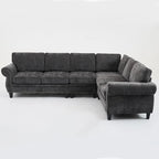Canapé modulaire sectionnel en L gris clair, en chenille, 6 places