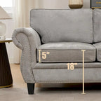 Canapé modulaire sectionnel en L gris clair, en chenille, 6 places