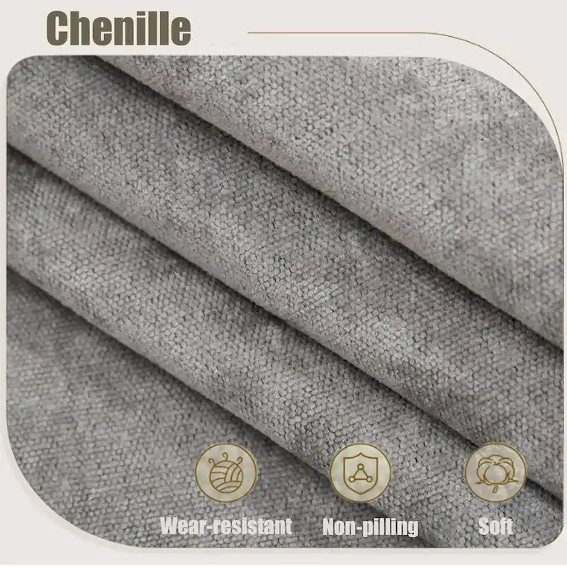 Canapé modulaire sectionnel en L gris clair, en chenille, 6 places