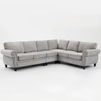 Canapé modulaire sectionnel en L gris clair, en chenille, 6 places