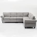 Canapé modulaire sectionnel en L gris clair, en chenille, 6 places